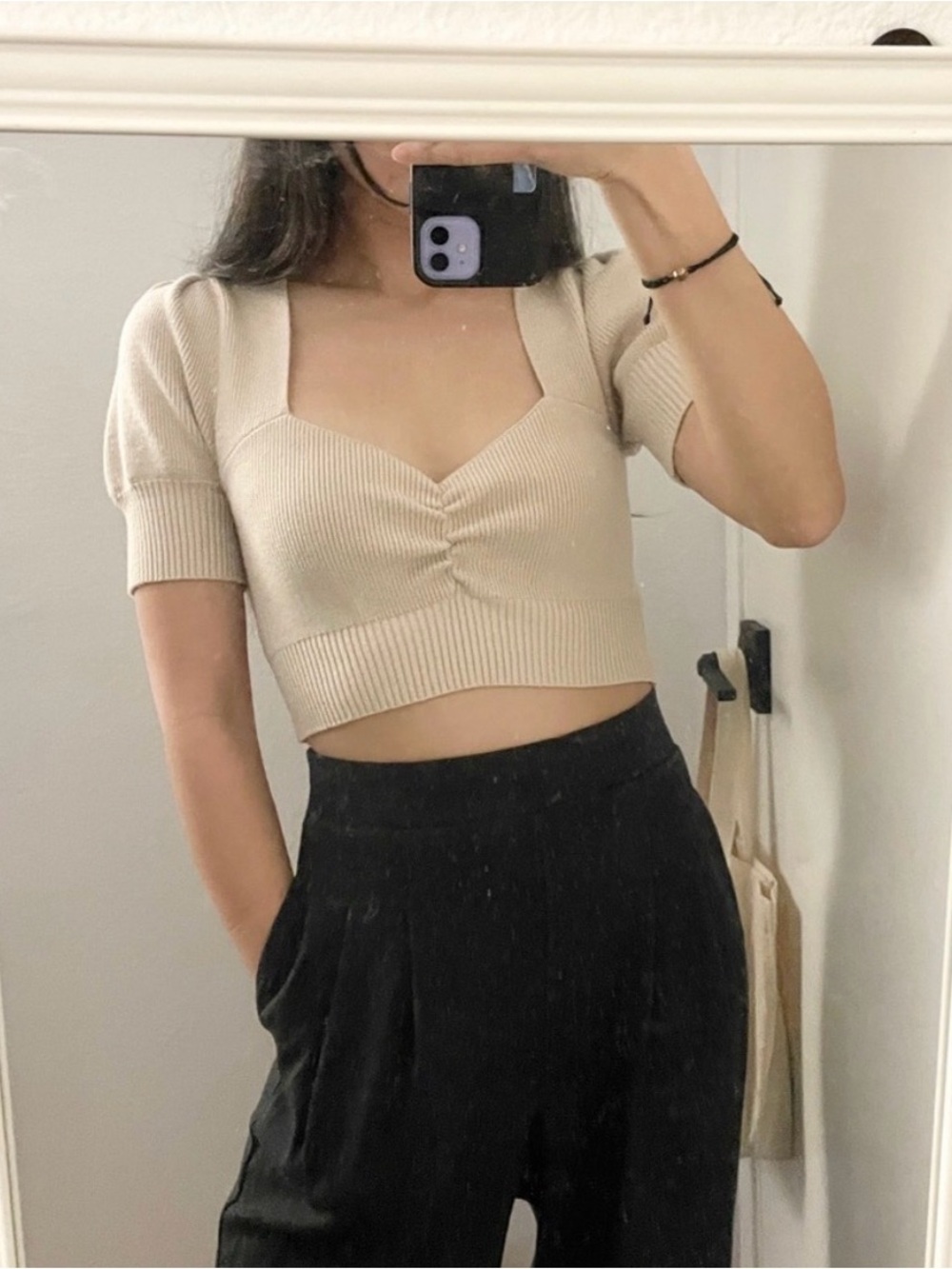 For Love & Lemons Oxford Puff Sleeve Top (XS)